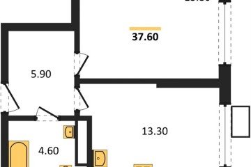 Фото №1: 1-комнатная квартира 37 м² - Краснодар, мкр. Парк Победы, 
