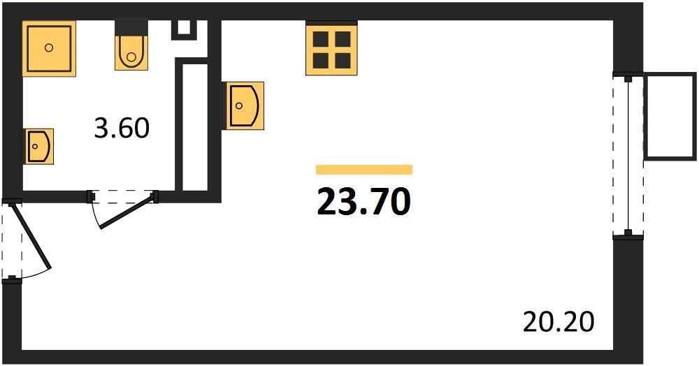 Фото №1: Студия 23 м² - Краснодар, Прикубанский внутригородской округ, мкр. Парк Победы