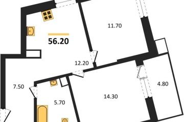 Фото №1: 2-комнатная квартира 56 м² - Краснодар, мкр. Парк Победы, 