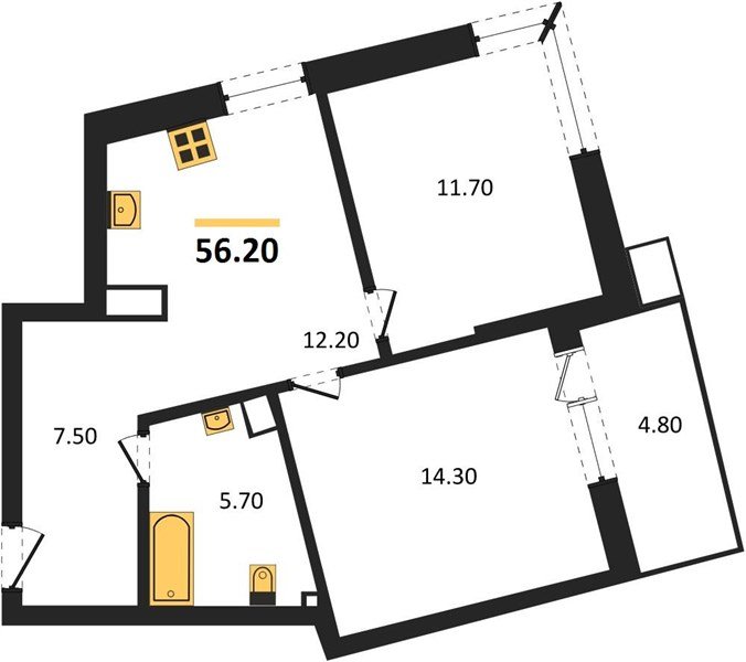 Фото №1: 2-комнатная квартира 56 м² - Краснодар, Прикубанский внутригородской округ, мкр. Парк Победы
