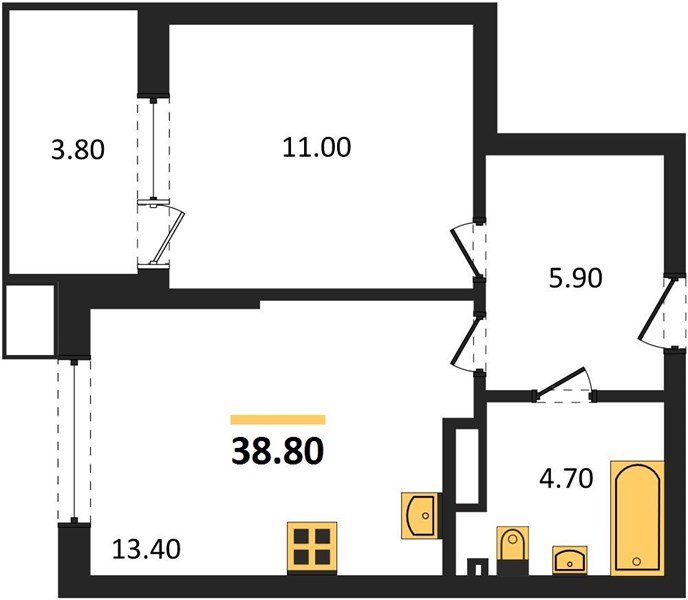 Фото №1: 1-комнатная квартира 38 м² - Краснодар, Прикубанский внутригородской округ, мкр. Парк Победы