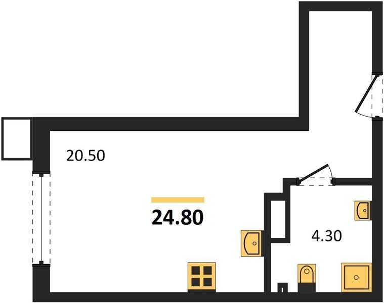 Фото №1: Студия 24 м² - Краснодар, Прикубанский внутригородской округ, мкр. Парк Победы