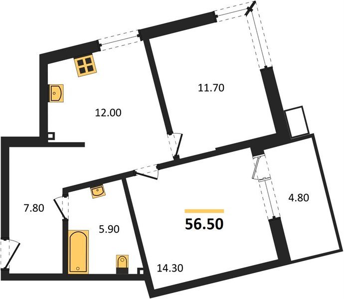 Фото №1: 2-комнатная квартира 56 м² - Краснодар, Прикубанский внутригородской округ, мкр. Парк Победы