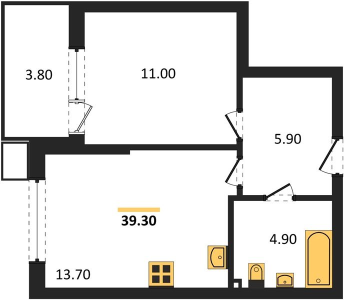 Фото №1: 1-комнатная квартира 39 м² - Краснодар, Прикубанский внутригородской округ, мкр. Парк Победы