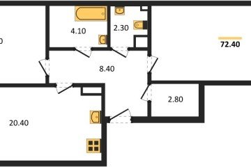 Фото №1: 2-комнатная квартира 72 м² - Краснодар, мкр. Парк Победы, 