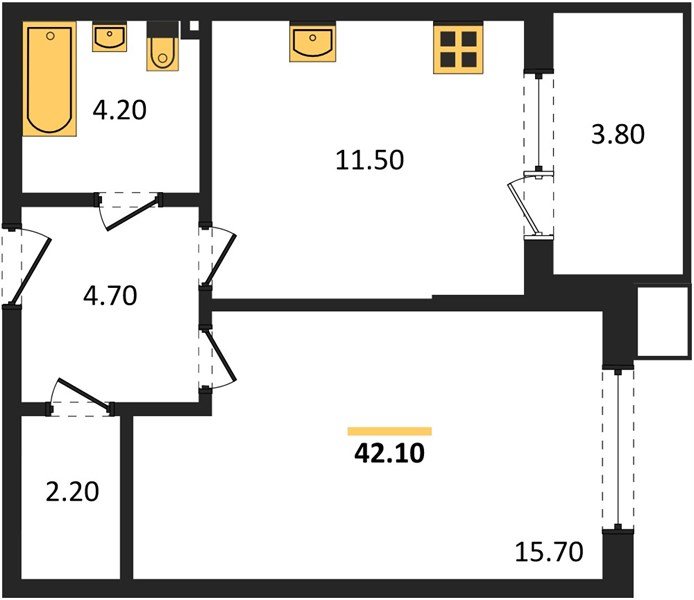Фото №1: 1-комнатная квартира 42 м² - Краснодар, Прикубанский внутригородской округ, мкр. Парк Победы