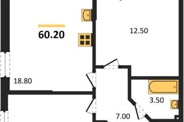 Фото №1: 2-комнатная квартира 60 м² - Краснодар, мкр. Парк Победы, 