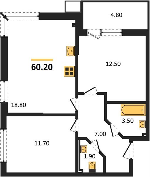 Фото №1: 2-комнатная квартира 60 м² - Краснодар, Прикубанский внутригородской округ, мкр. Парк Победы