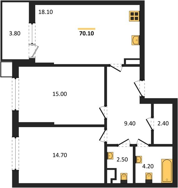 Фото №1: 2-комнатная квартира 70 м² - Краснодар, Парк Победы, мкр. Прикубанский внутригородской округ