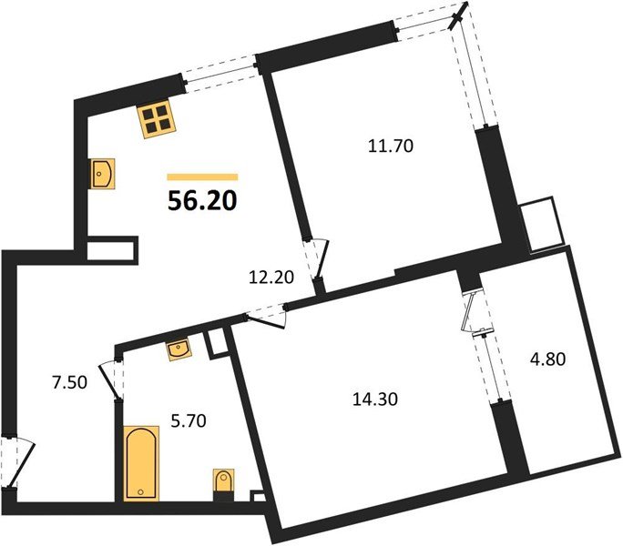 Фото №1: 2-комнатная квартира 56 м² - Краснодар, Парк Победы, мкр. Прикубанский внутригородской округ