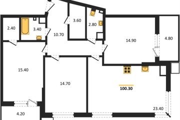 Фото №1: 3-комнатная квартира 100 м² - Краснодар, мкр. Прикубанский внутригородской округ, 