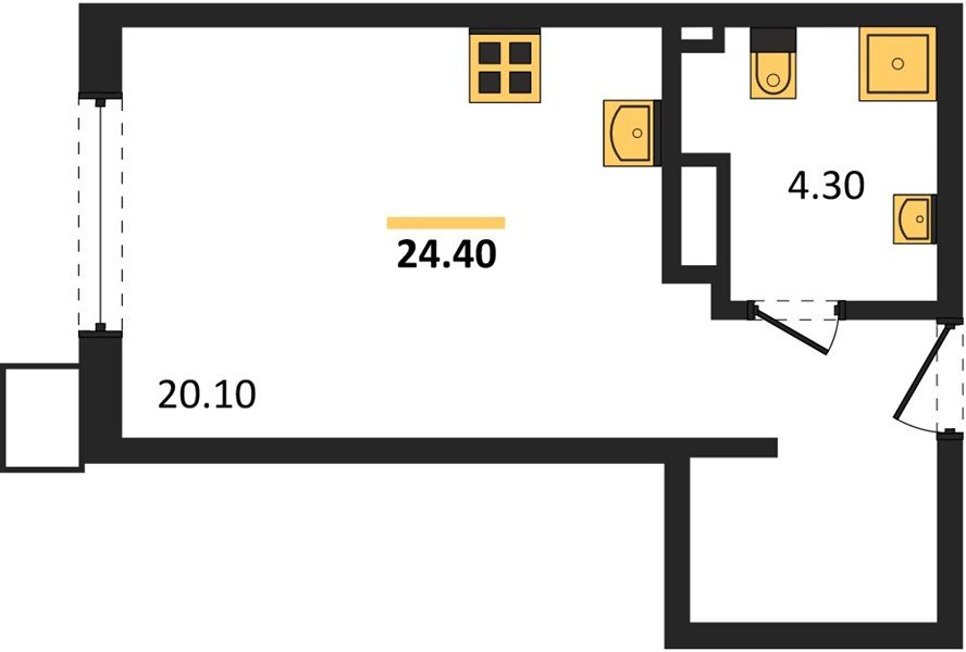 Фото №1: Студия 24 м² - Краснодар, Парк Победы, мкр. Прикубанский внутригородской округ