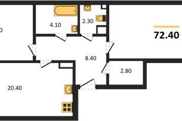 Фото №1: 2-комнатная квартира 72 м² - Краснодар, мкр. Прикубанский внутригородской округ, 