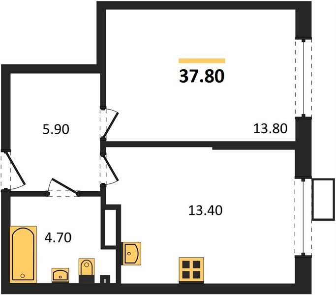 Фото №1: 1-комнатная квартира 37 м² - Краснодар, Парк Победы, мкр. Прикубанский внутригородской округ