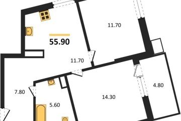 Фото №1: 2-комнатная квартира 55 м² - Краснодар, мкр. Прикубанский внутригородской округ, 