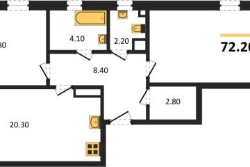 Фото №1: 2-комнатная квартира 72 м² - Краснодар, мкр. Прикубанский внутригородской округ, 