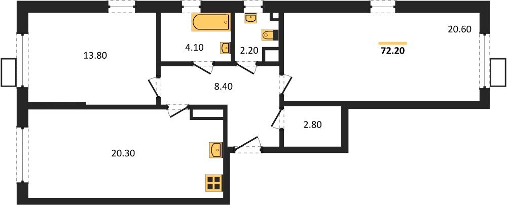 Фото №1: 2-комнатная квартира 72 м² - Краснодар, Парк Победы, мкр. Прикубанский внутригородской округ
