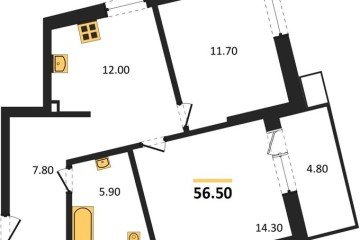 Фото №1: 2-комнатная квартира 56 м² - Краснодар, мкр. Прикубанский внутригородской округ, 