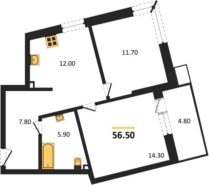 Фото №1: 2-комнатная квартира 56 м² - Краснодар, Парк Победы, мкр. Прикубанский внутригородской округ