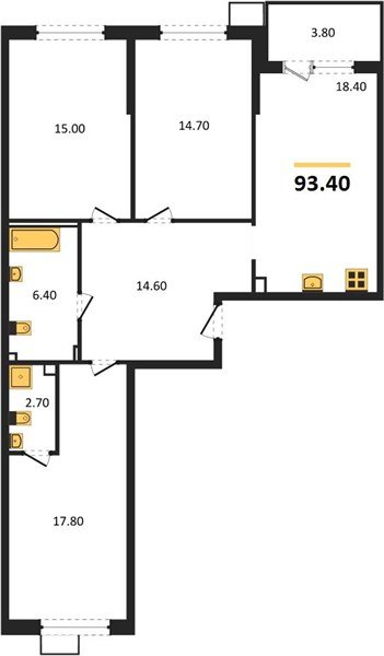 Фото №1: 3-комнатная квартира 93 м² - Краснодар, Прикубанский внутригородской округ, мкр. Парк Победы