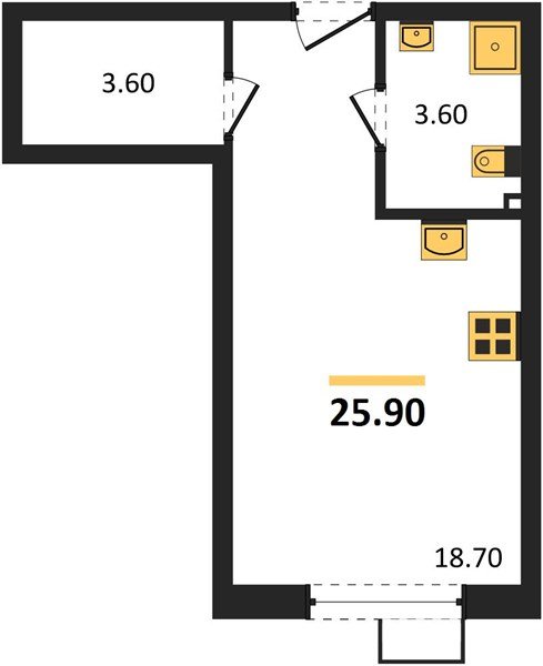 Фото №1: Студия 25 м² - Краснодар, Прикубанский внутригородской округ, мкр. Парк Победы