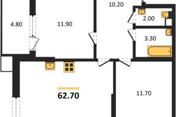 Фото №1: 2-комнатная квартира 62 м² - Краснодар, мкр. Парк Победы, 