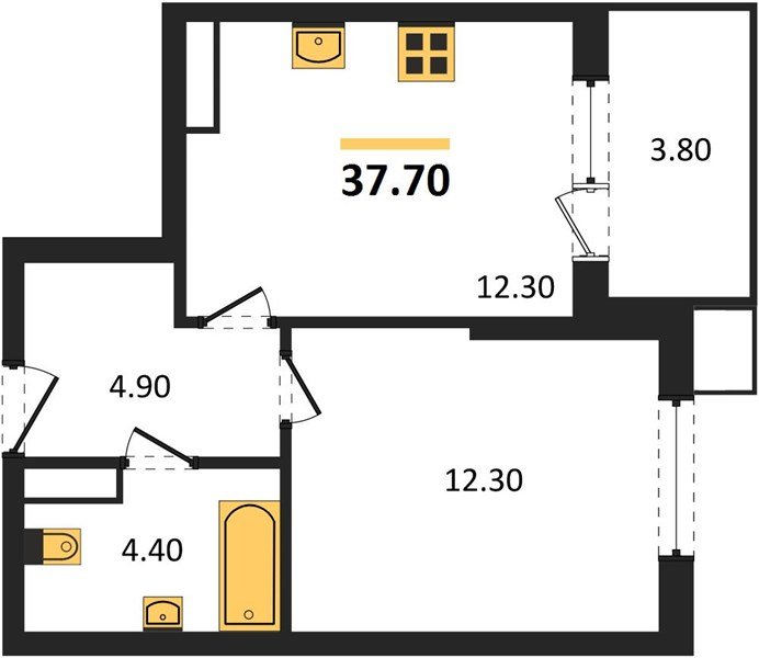 Фото №1: 1-комнатная квартира 37 м² - Краснодар, Прикубанский внутригородской округ, мкр. Парк Победы