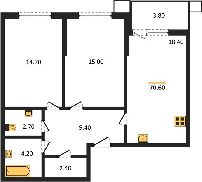 Фото №1: 2-комнатная квартира 70 м² - Краснодар, Парк Победы, мкр. Прикубанский внутригородской округ