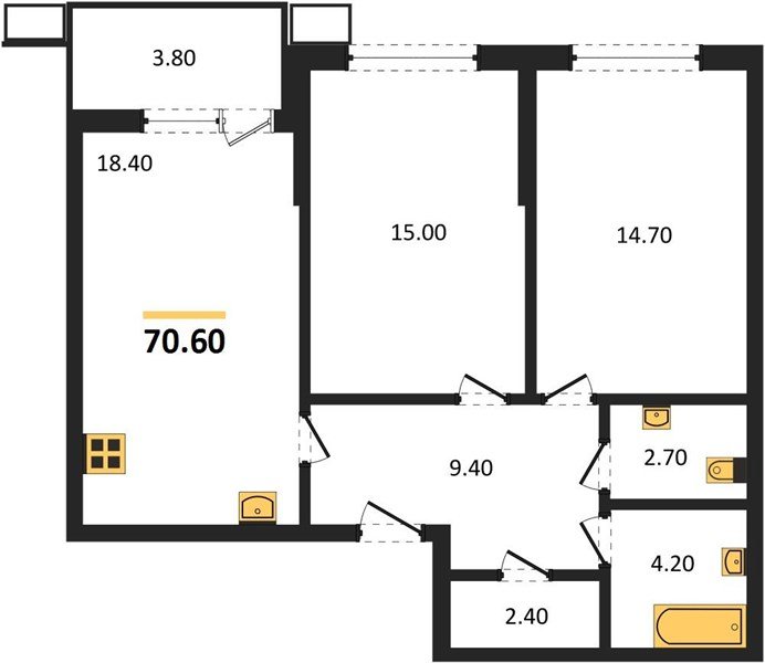 Фото №1: 2-комнатная квартира 70 м² - Краснодар, Парк Победы, мкр. Прикубанский внутригородской округ
