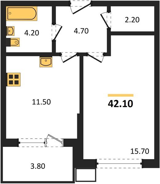 Фото №1: 1-комнатная квартира 42 м² - Краснодар, Парк Победы, мкр. Прикубанский внутригородской округ
