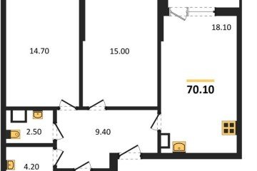 Фото №1: 2-комнатная квартира 70 м² - Краснодар, мкр. Прикубанский внутригородской округ, 