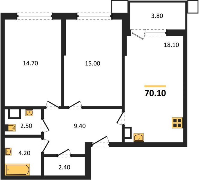 Фото №1: 2-комнатная квартира 70 м² - Краснодар, Парк Победы, мкр. Прикубанский внутригородской округ