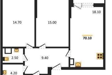 Фото №1: 2-комнатная квартира 70 м² - Краснодар, мкр. Прикубанский внутригородской округ, 