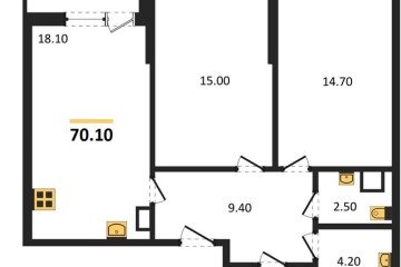 Фото №1: 2-комнатная квартира 70 м² - Краснодар, мкр. Прикубанский внутригородской округ, 