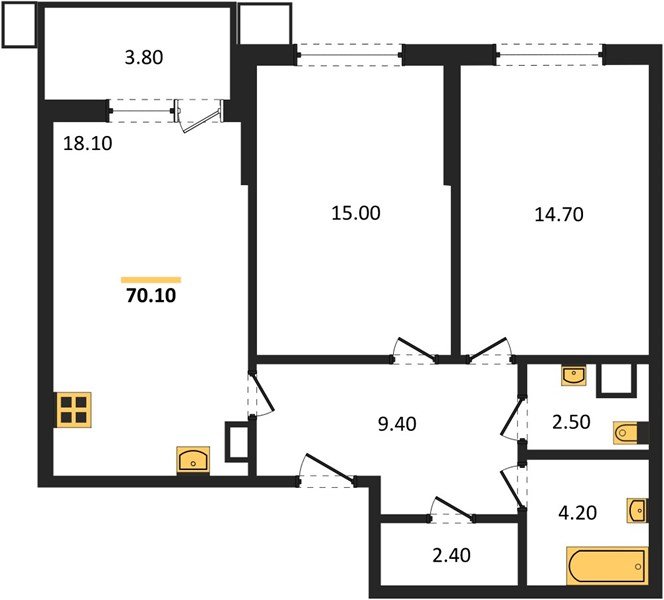 Фото №1: 2-комнатная квартира 70 м² - Краснодар, Парк Победы, мкр. Прикубанский внутригородской округ