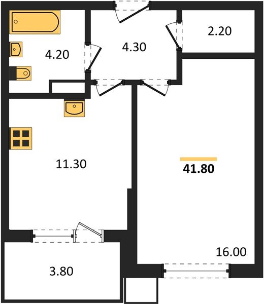 Фото №1: 1-комнатная квартира 41 м² - Краснодар, Парк Победы, мкр. Прикубанский внутригородской округ