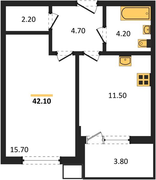 Фото №1: 1-комнатная квартира 42 м² - Краснодар, Парк Победы, мкр. Прикубанский внутригородской округ