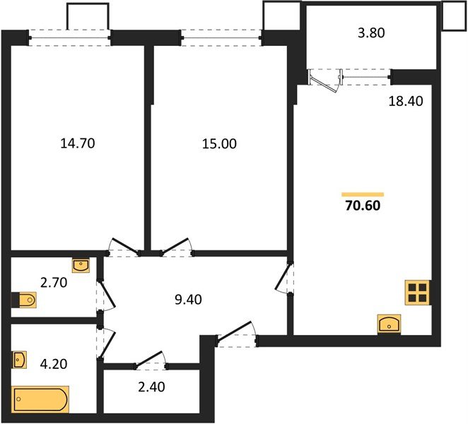 Фото №1: 2-комнатная квартира 70 м² - Краснодар, Парк Победы, мкр. Прикубанский внутригородской округ