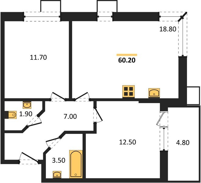 Фото №1: 2-комнатная квартира 60 м² - Краснодар, Парк Победы, мкр. Прикубанский внутригородской округ