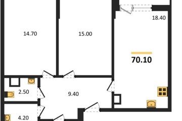Фото №1: 2-комнатная квартира 70 м² - Краснодар, мкр. Прикубанский внутригородской округ, 