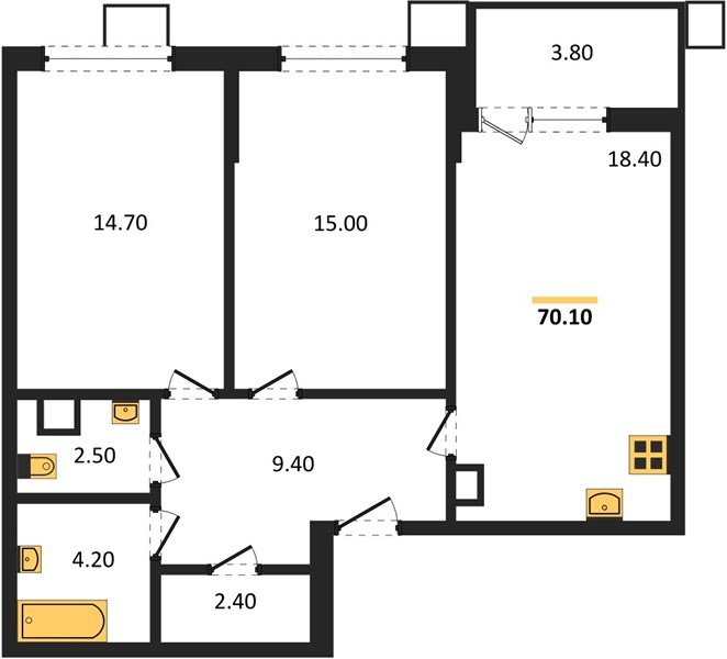 Фото №1: 2-комнатная квартира 70 м² - Краснодар, Парк Победы, мкр. Прикубанский внутригородской округ