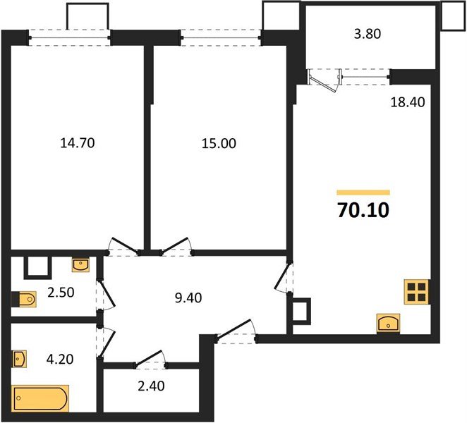 Фото №1: 2-комнатная квартира 70 м² - Краснодар, Парк Победы, мкр. Прикубанский внутригородской округ