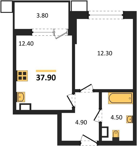 Фото №1: 1-комнатная квартира 37 м² - Краснодар, Парк Победы, мкр. Прикубанский внутригородской округ