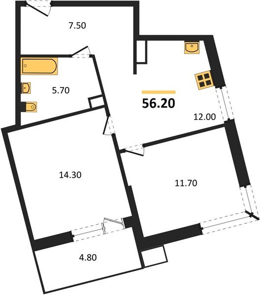 Фото №1: 2-комнатная квартира 56 м² - Краснодар, Парк Победы, мкр. Прикубанский внутригородской округ