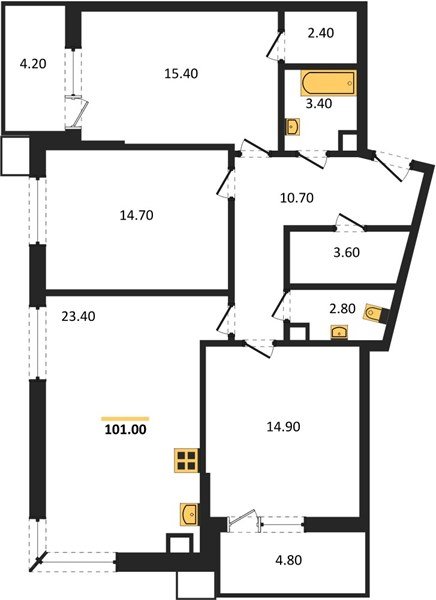 Фото №1: 3-комнатная квартира 100 м² - Краснодар, Парк Победы, мкр. Прикубанский внутригородской округ