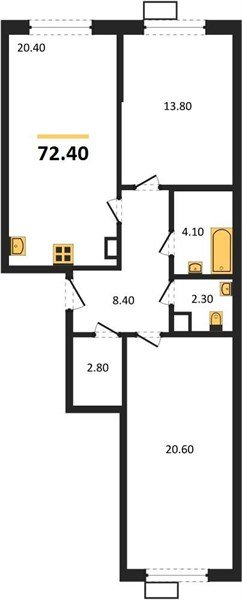 Фото №1: 2-комнатная квартира 72 м² - Краснодар, Парк Победы, мкр. Прикубанский внутригородской округ