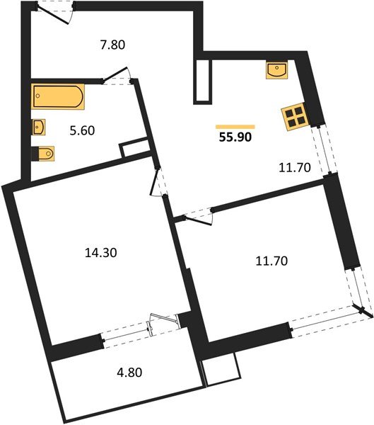 Фото №1: 2-комнатная квартира 55 м² - Краснодар, Парк Победы, мкр. Прикубанский внутригородской округ