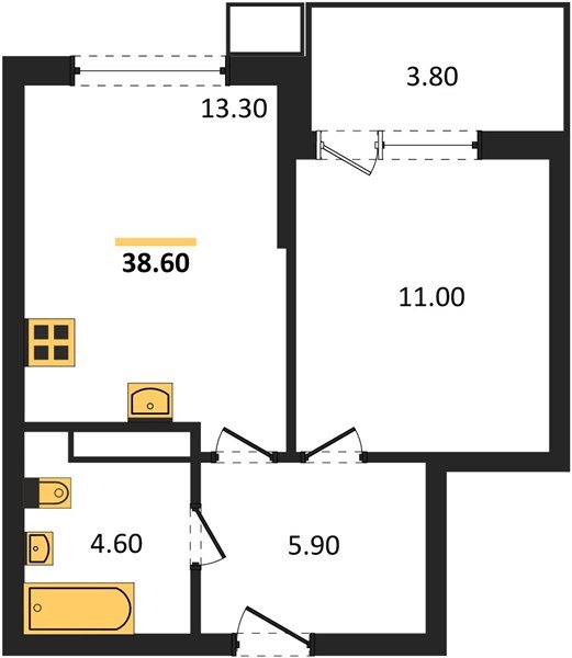 Фото №1: 1-комнатная квартира 38 м² - Краснодар, Парк Победы, мкр. Прикубанский внутригородской округ