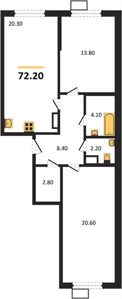 Фото №1: 2-комнатная квартира 72 м² - Краснодар, Парк Победы, мкр. Прикубанский внутригородской округ