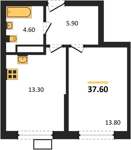 Фото №1: 1-комнатная квартира 37 м² - Краснодар, Парк Победы, мкр. Прикубанский внутригородской округ